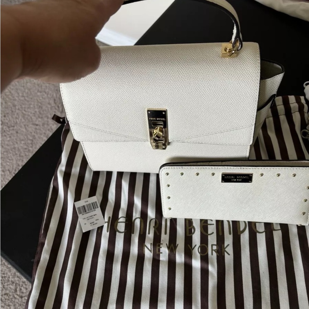 Henri Bendel Uptown mini satchel and matching stud wallet